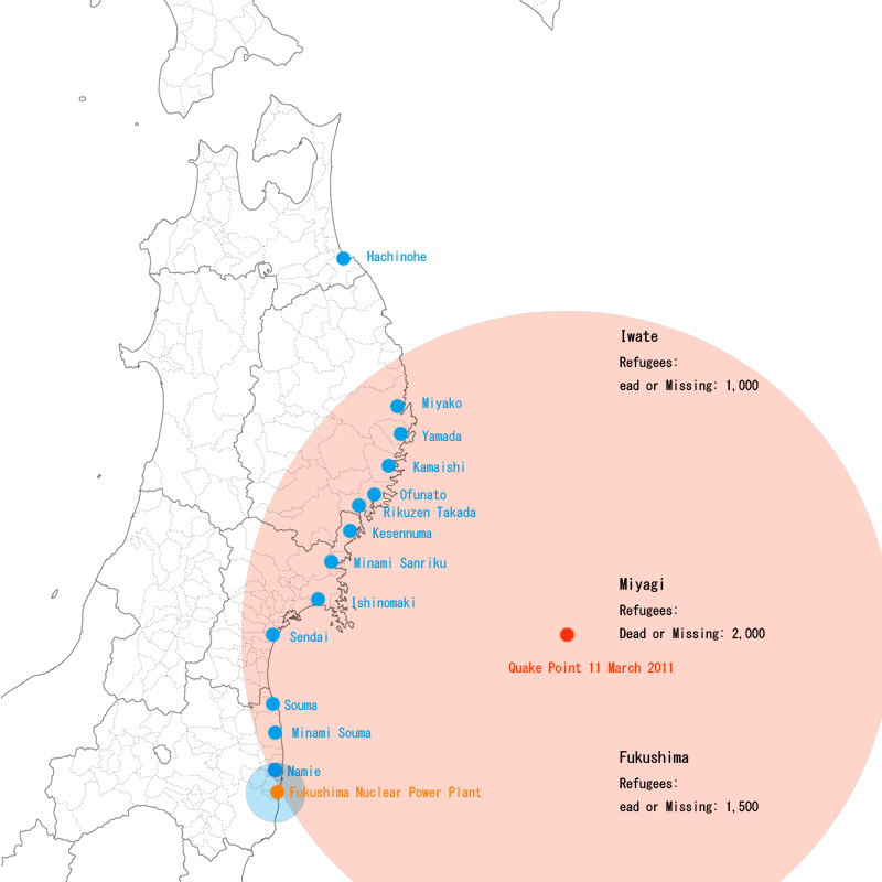 map of japan earthquake 2011_08. mark on map on north).